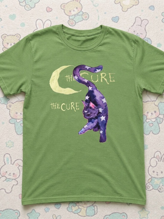 Gildan Tops - The Cure Starry Cat Shirt | Alternative Rock | Whimsical | The Cure fans